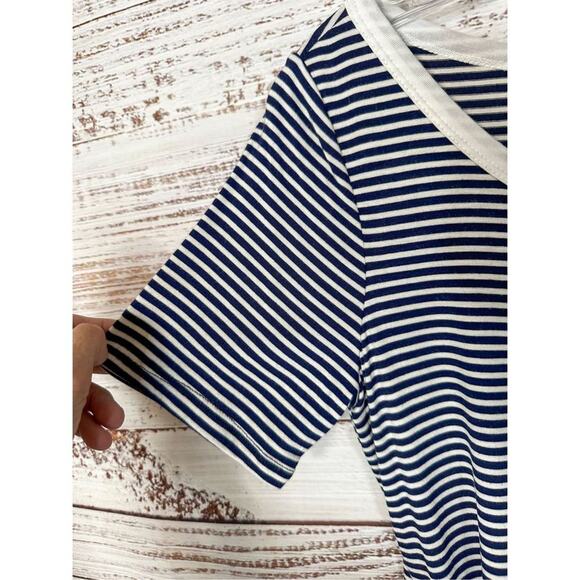 NEW Andree By Unit Women's Stripe Scoop Neck Slit Blouse Top Black White Small - Picture 8 of 11